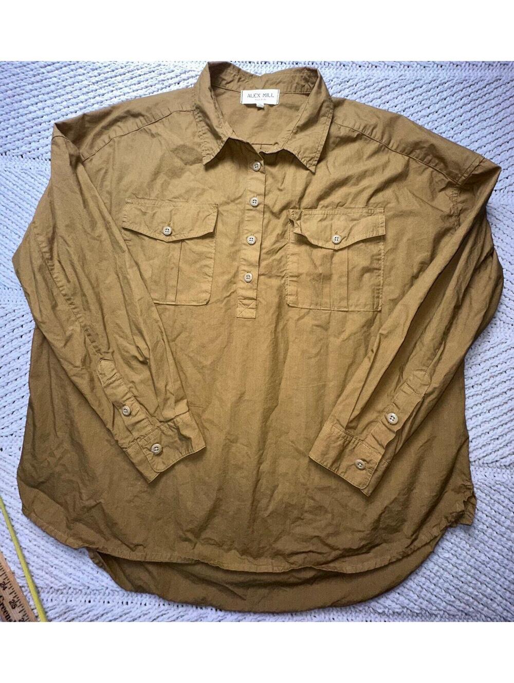 Alex Mill Keeper Oversized Popover Shirt Hickory Womens Large